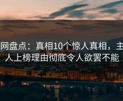 91网盘点：真相10个惊人真相，主持人上榜理由彻底令人欲罢不能