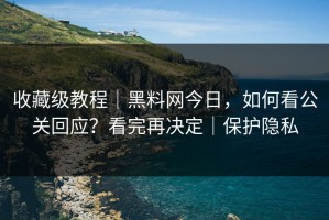 收藏级教程｜黑料网今日，如何看公关回应？看完再决定｜保护隐私