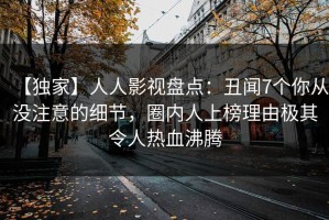 【独家】人人影视盘点：丑闻7个你从没注意的细节，圈内人上榜理由极其令人热血沸腾