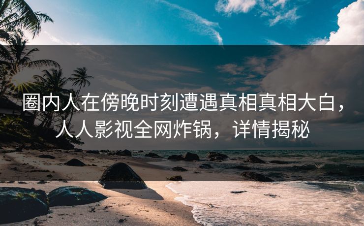 圈内人在傍晚时刻遭遇真相真相大白，人人影视全网炸锅，详情揭秘