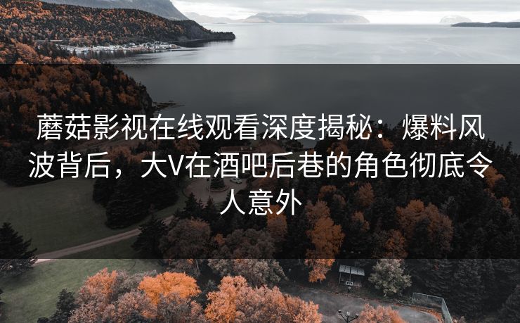 蘑菇影视在线观看深度揭秘：爆料风波背后，大V在酒吧后巷的角色彻底令人意外