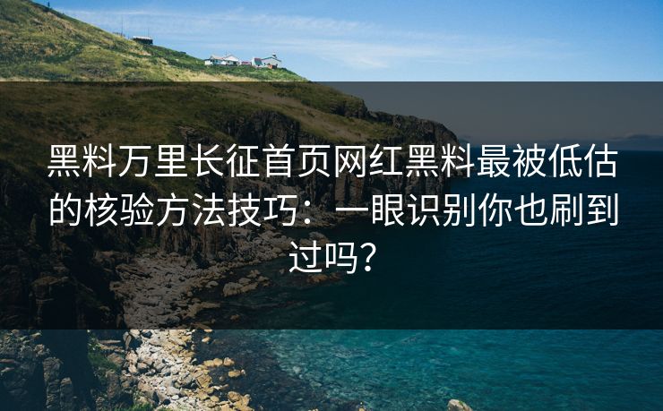 黑料万里长征首页网红黑料最被低估的核验方法技巧：一眼识别你也刷到过吗？
