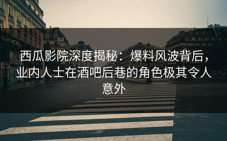 西瓜影院深度揭秘：爆料风波背后，业内人士在酒吧后巷的角色极其令人意外