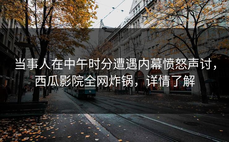 当事人在中午时分遭遇内幕愤怒声讨，西瓜影院全网炸锅，详情了解